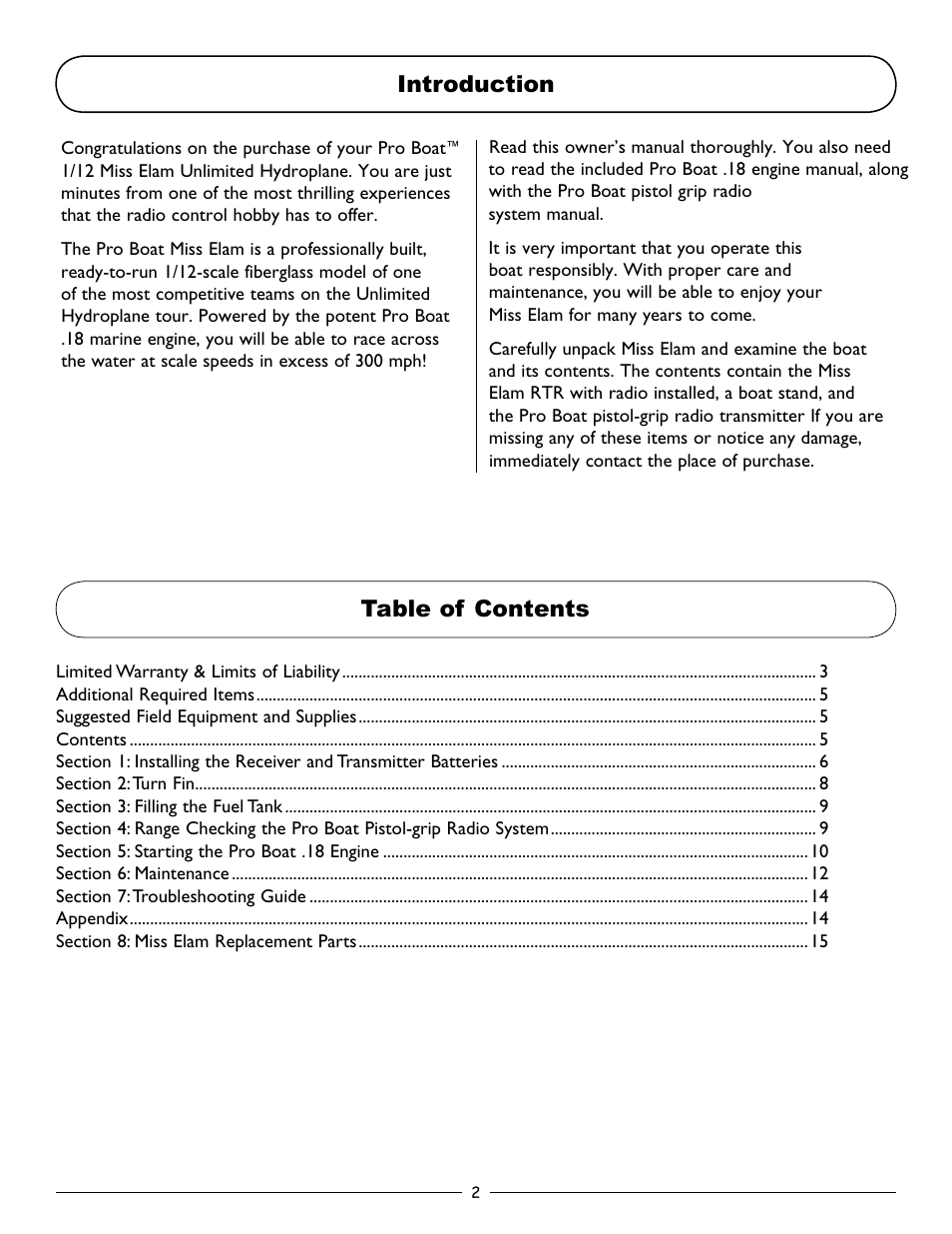 Pro Boat PRB2900T User Manual | Page 2 / 16