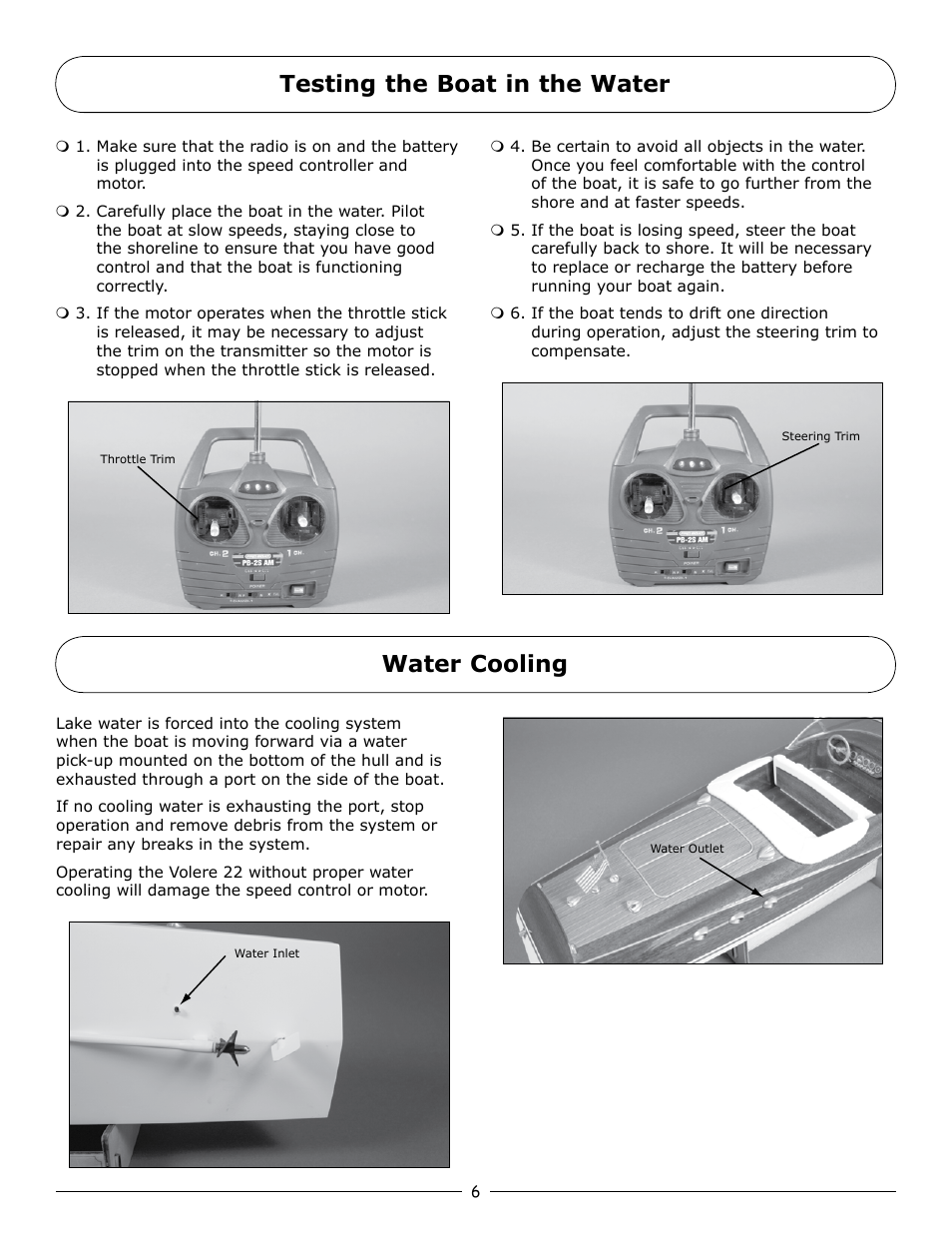 Testing the boat in the water water cooling | Pro Boat PRB3050 User Manual | Page 6 / 12