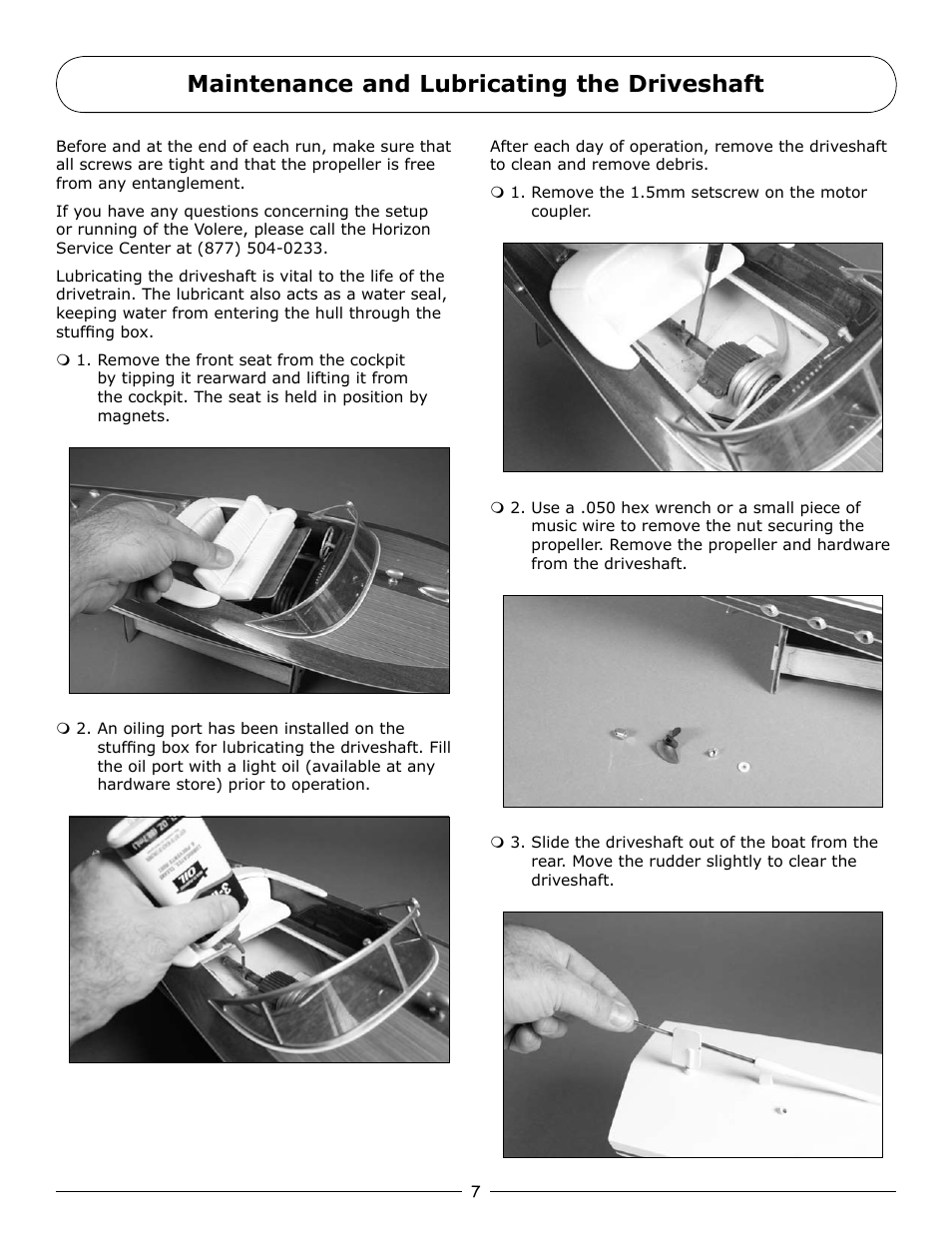 Maintenance and lubricating the driveshaft | Pro Boat PRB3050 User Manual | Page 7 / 12