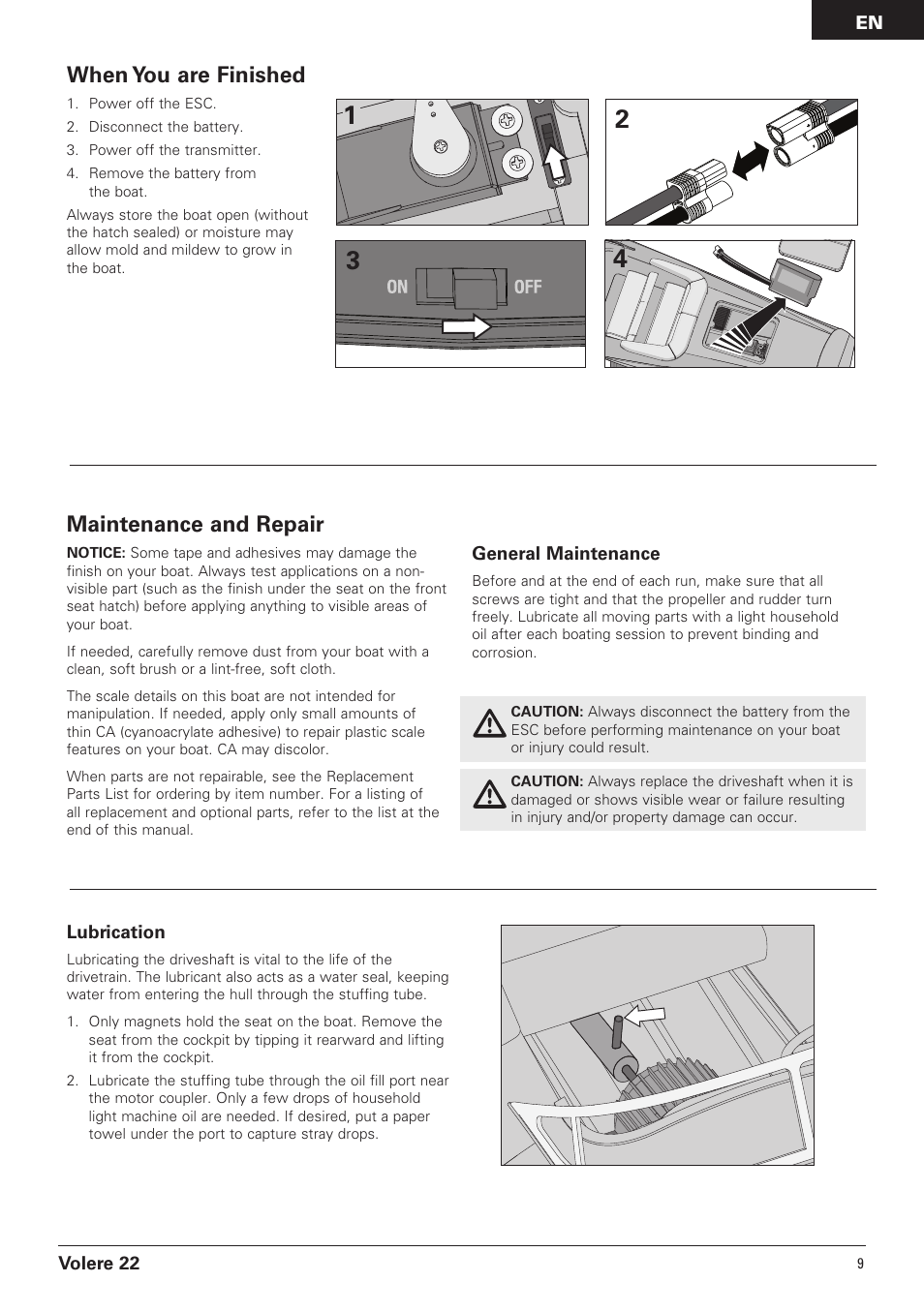 Maintenance and repair, When you are finished | Pro Boat PRB3050B User Manual | Page 9 / 18