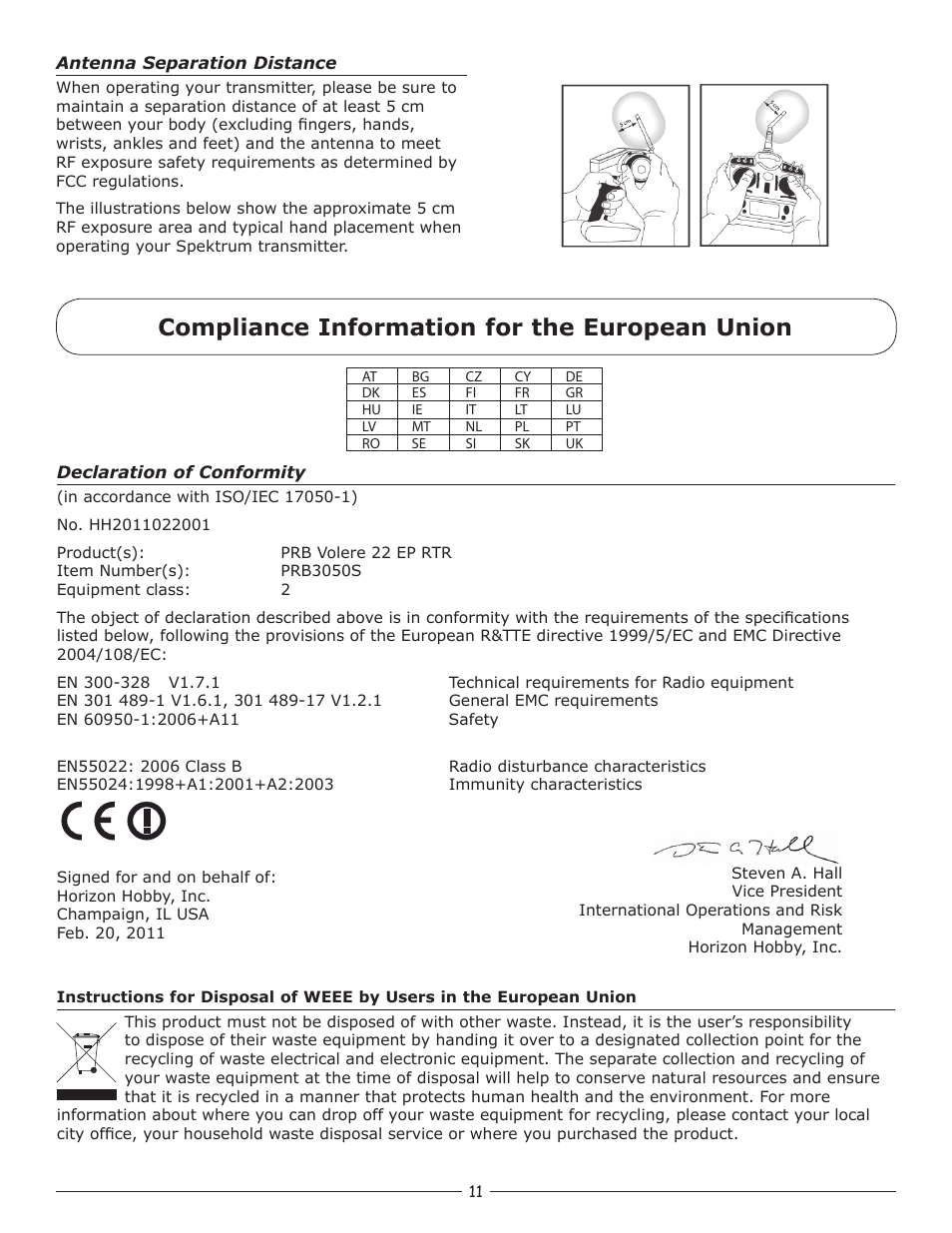 Compliance information for the european union | Pro Boat PRB3050S User Manual | Page 11 / 16