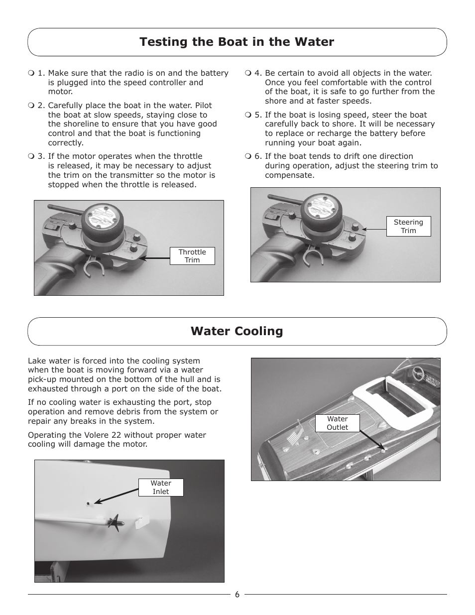 Testing the boat in the water water cooling | Pro Boat PRB3050S User Manual | Page 6 / 16