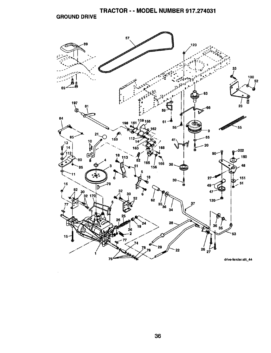 Ground drive, R,l:-.r | Craftsman 917.274031 User Manual | Page 36 / 56