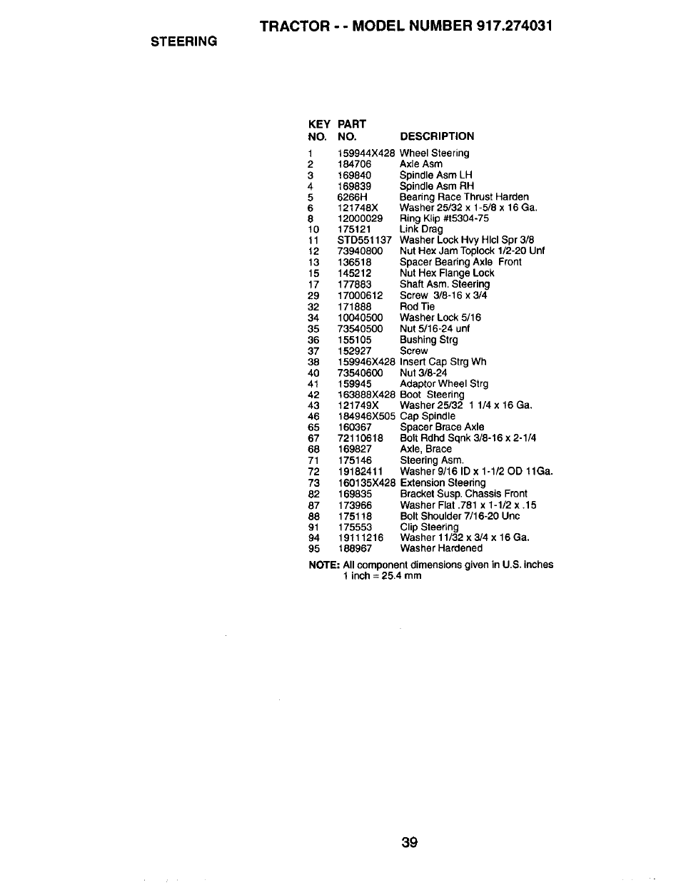 Steering | Craftsman 917.274031 User Manual | Page 39 / 56