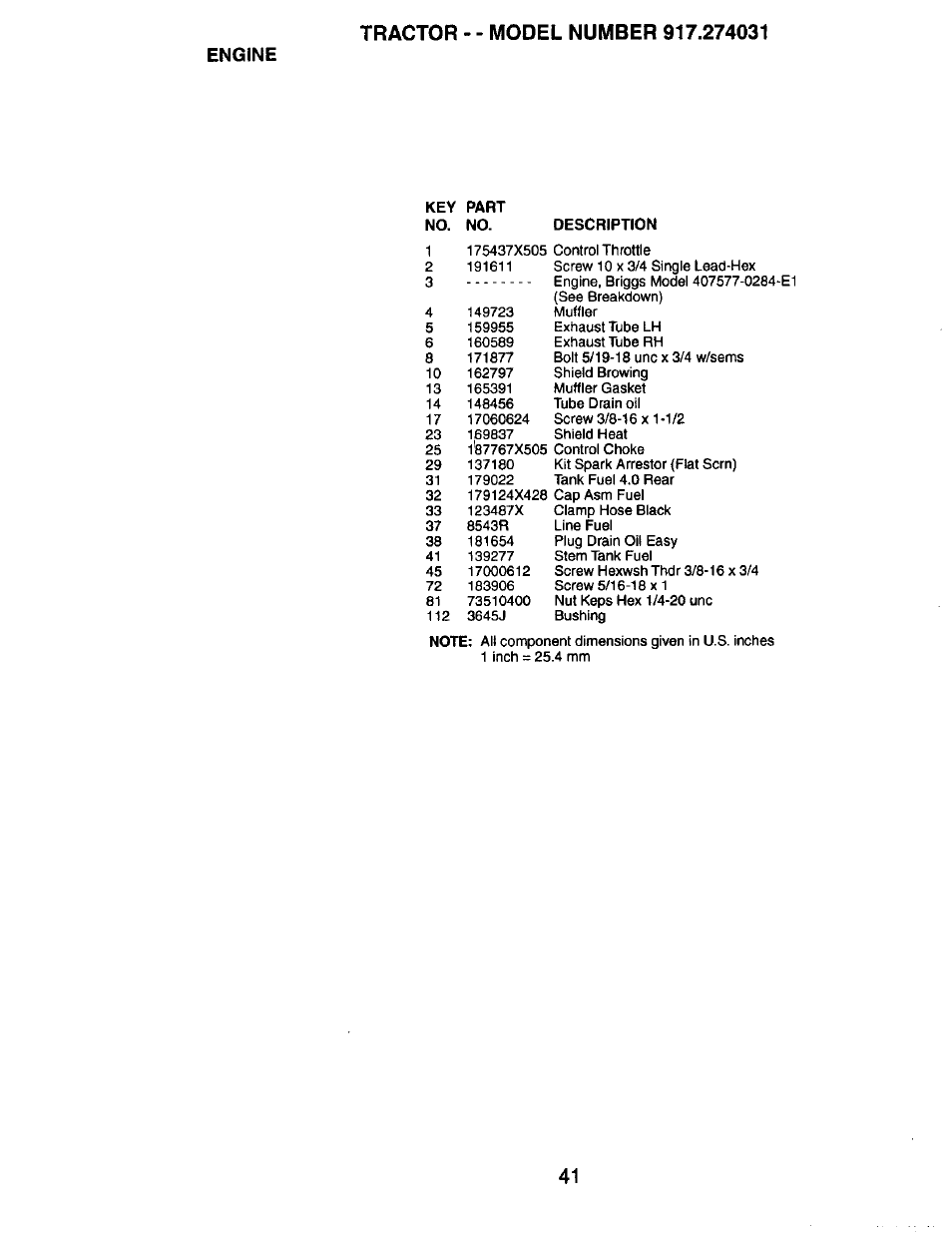 Engine | Craftsman 917.274031 User Manual | Page 41 / 56