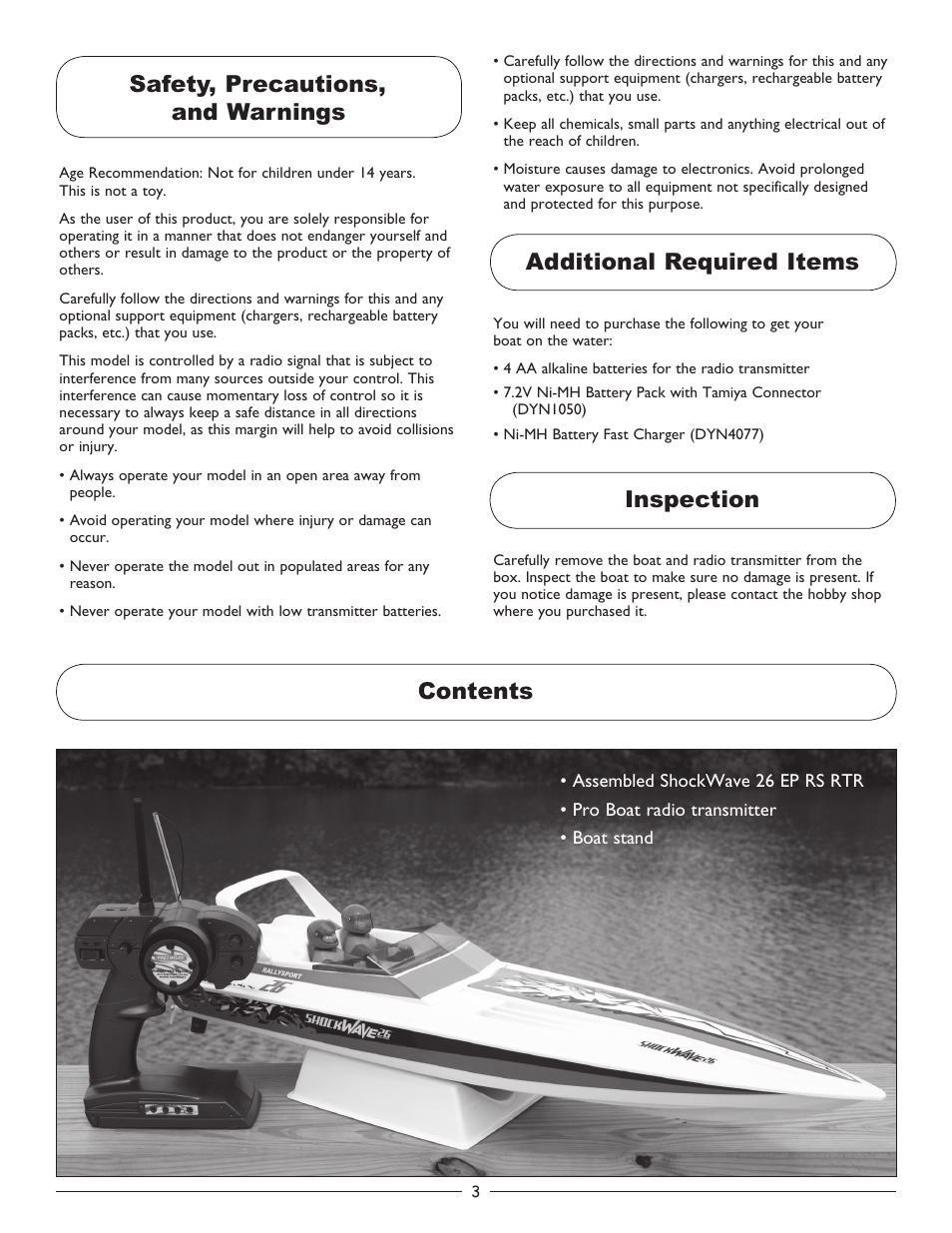 Inspection | Pro Boat PRB3100S User Manual | Page 3 / 12