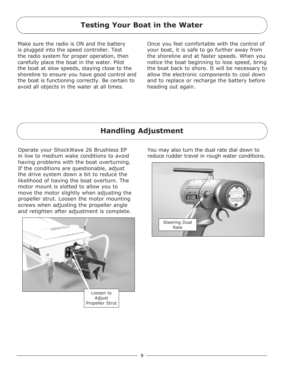 Testing your boat in the water handling adjustment | Pro Boat PRB3150 User Manual | Page 9 / 16