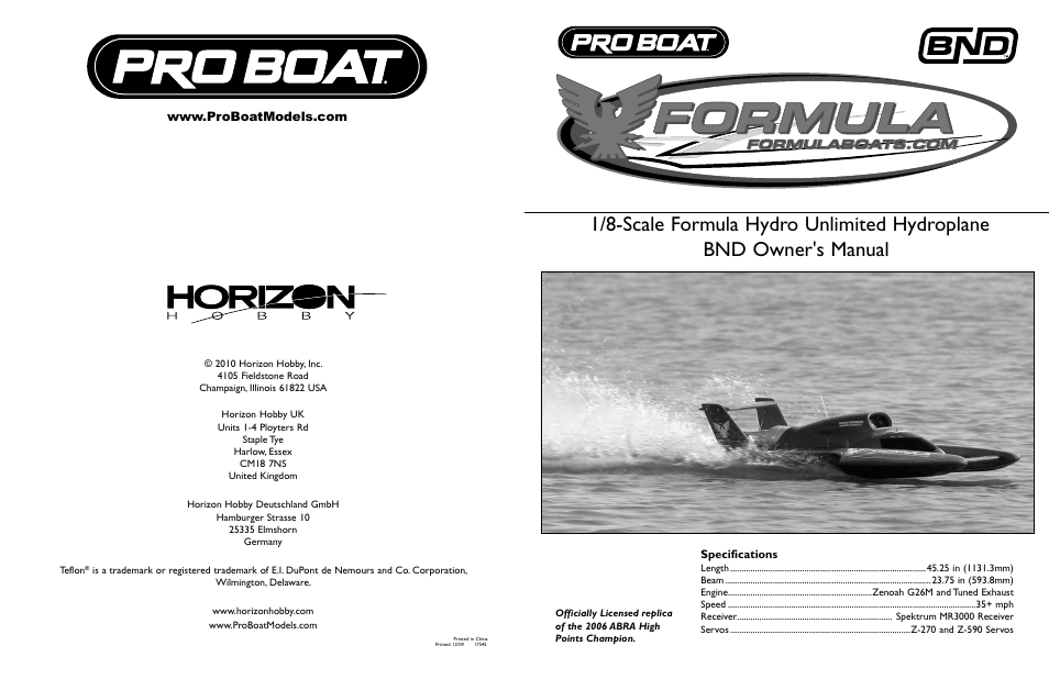 Pro Boat PRB3250BD User Manual | 10 pages