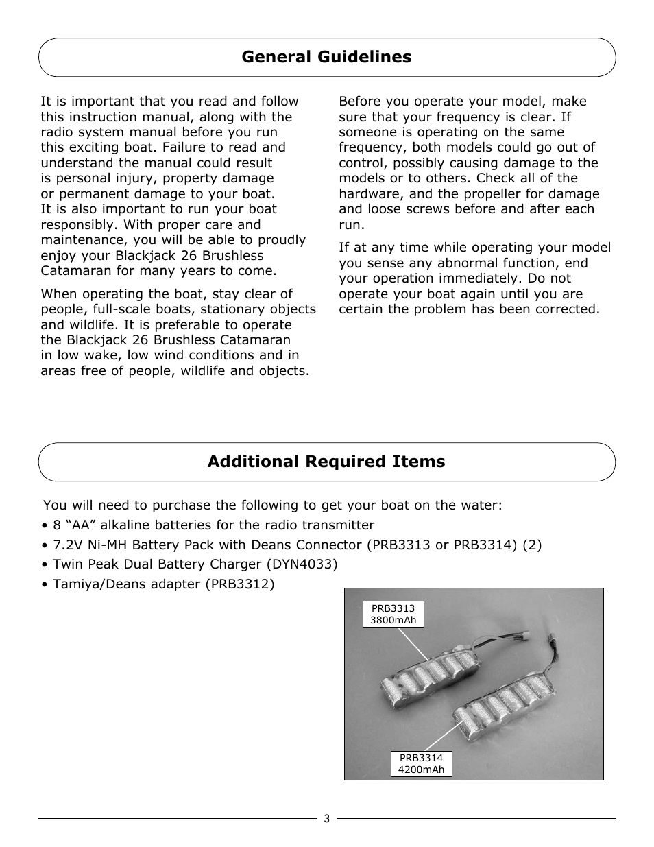 General guidelines additional required items | Pro Boat PRB3300 User Manual | Page 3 / 12