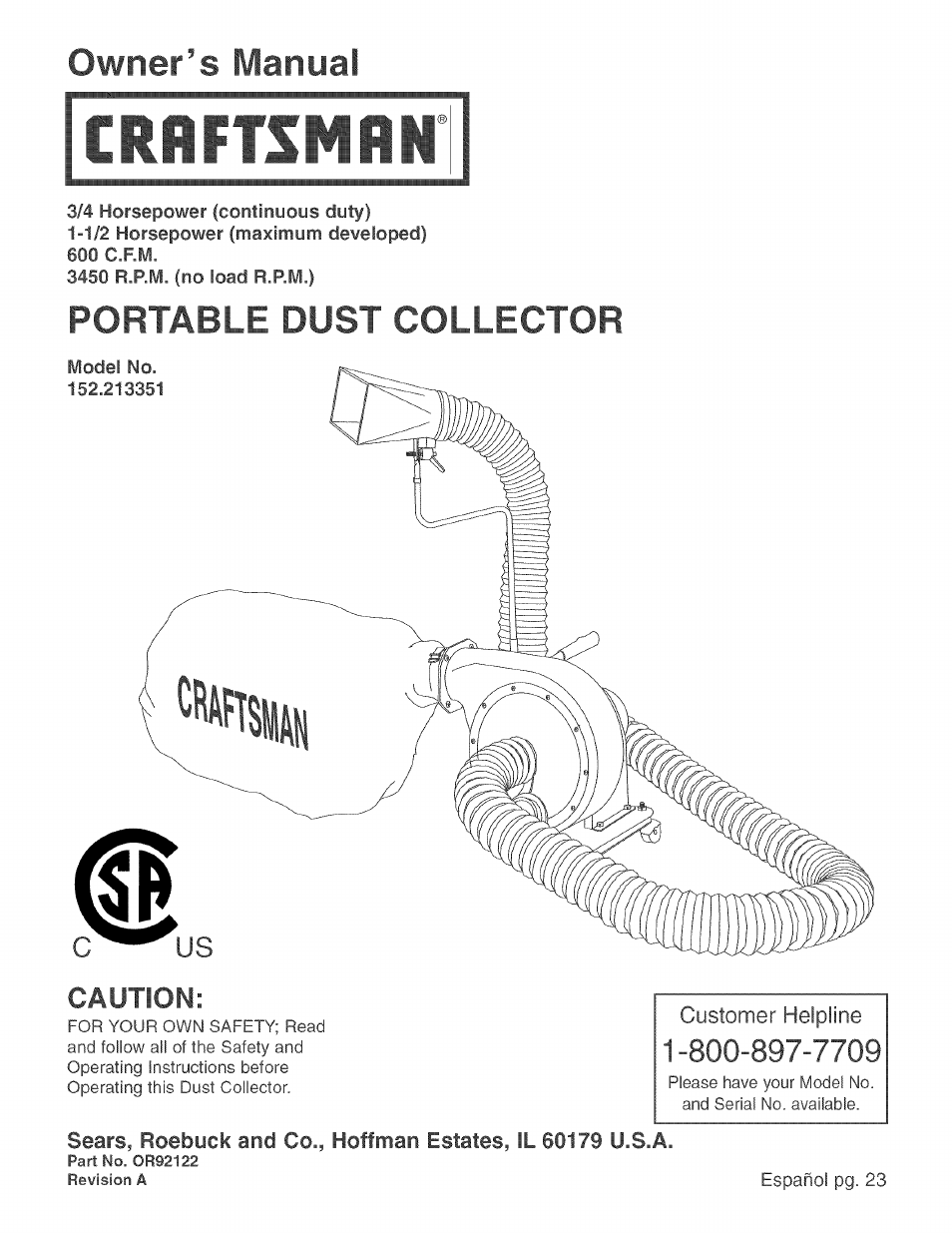 Craftsman 152.213351 User Manual | 44 pages