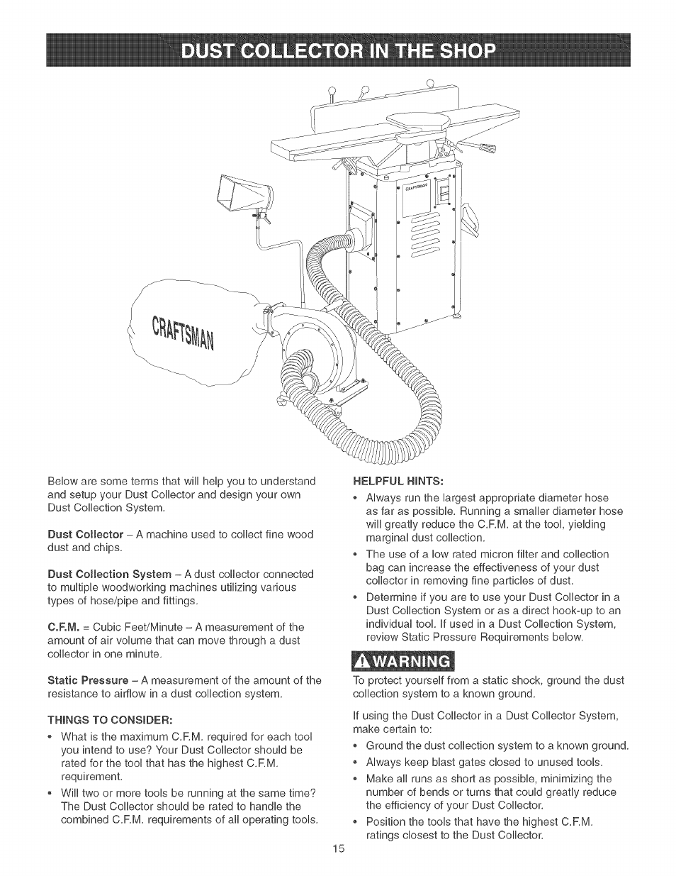 Awarning, Warning | Craftsman 152.213351 User Manual | Page 15 / 44