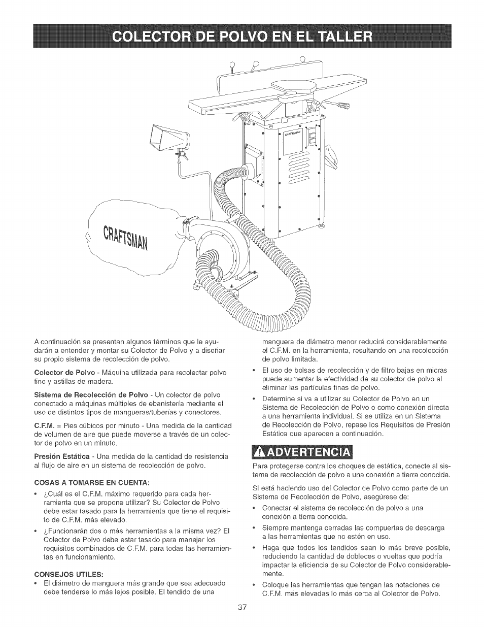 Aadvertencia, Advertencia | Craftsman 152.213351 User Manual | Page 37 / 44