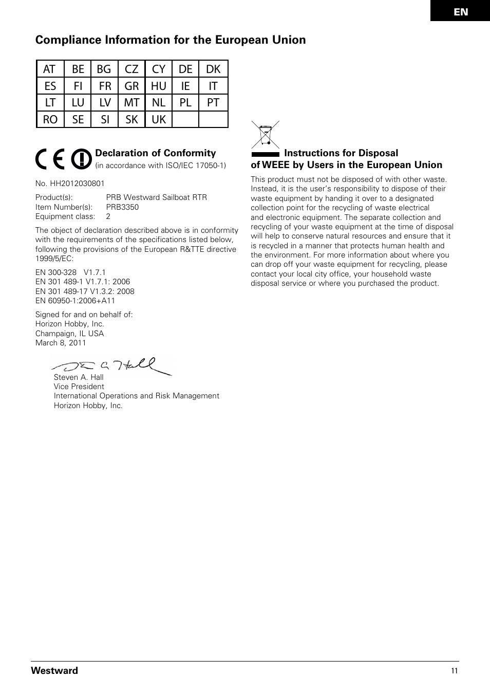 Compliance information for the european union | Pro Boat PRB3350 User Manual | Page 11 / 44