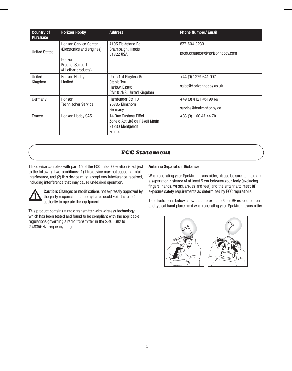 Fcc statement | Pro Boat PRB3400S User Manual | Page 10 / 12