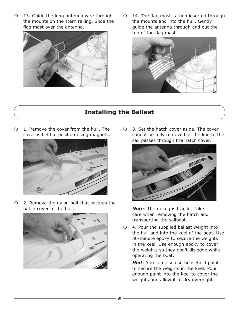 Installing the ballast | Pro Boat PRB3450 User Manual | Page 6 / 21