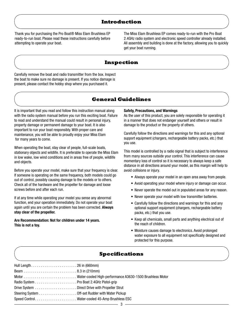 Pro Boat PRB3550S User Manual | Page 3 / 12