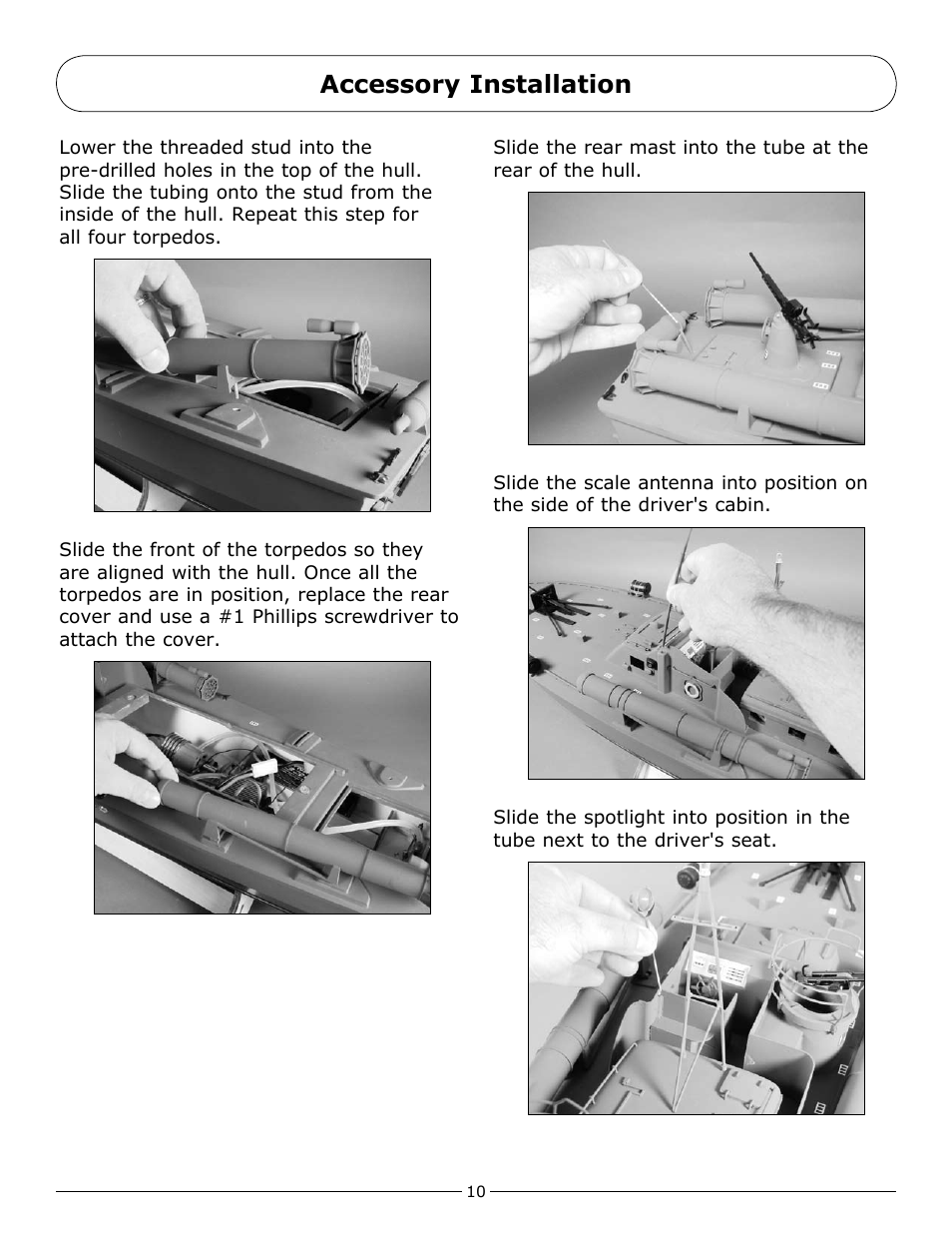 Accessory installation | Pro Boat PRB3600 User Manual | Page 10 / 20