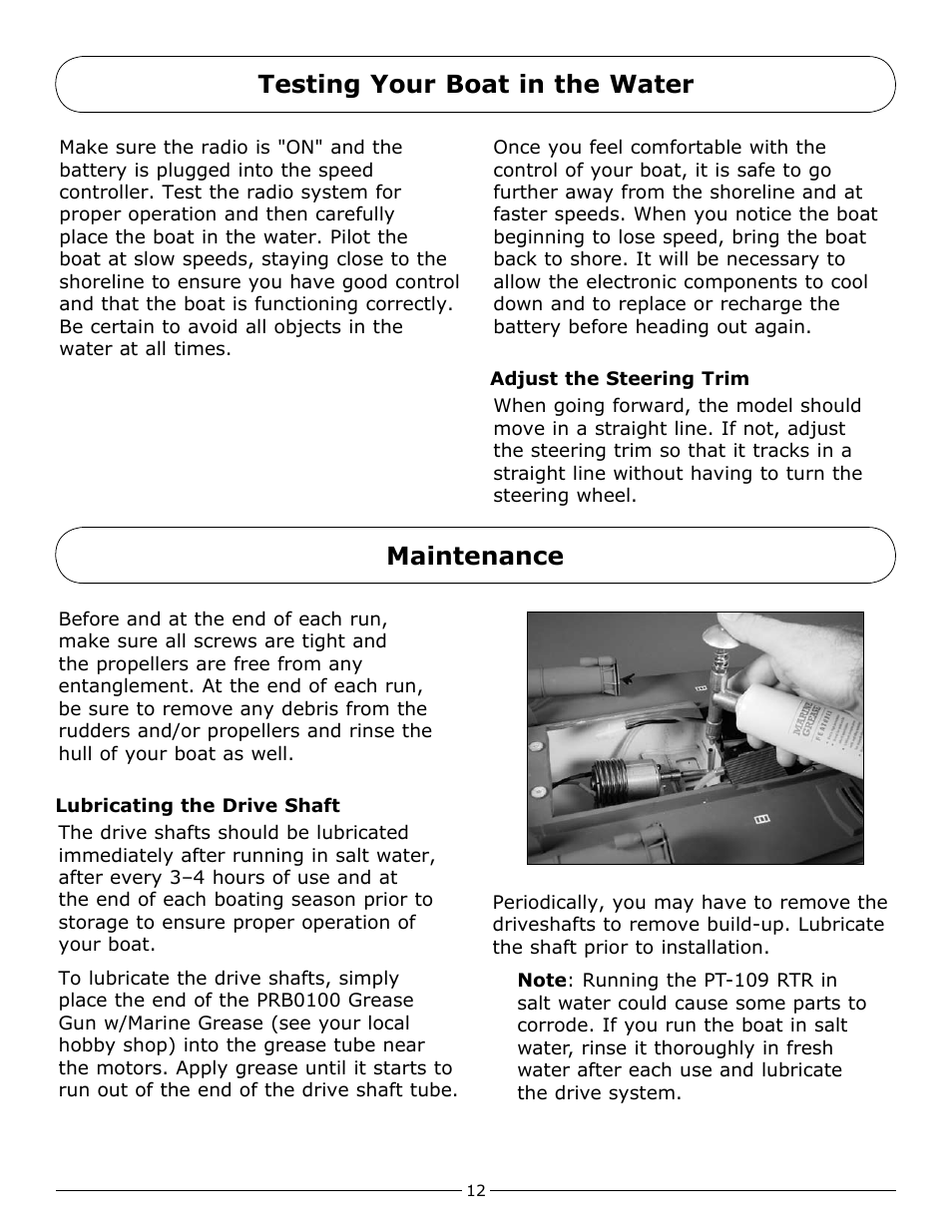 Testing your boat in the water maintenance | Pro Boat PRB3600 User Manual | Page 12 / 20
