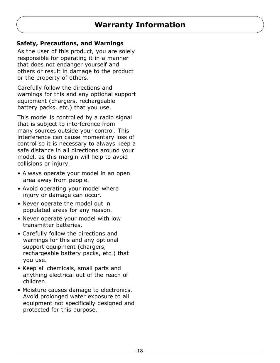 Warranty information | Pro Boat PRB3600 User Manual | Page 18 / 20