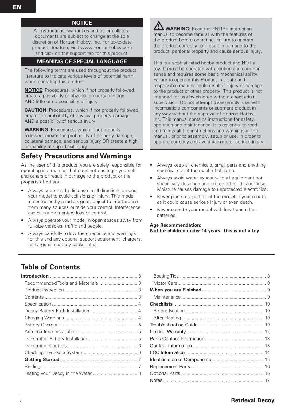 Pro Boat PRB3650B User Manual | Page 2 / 18