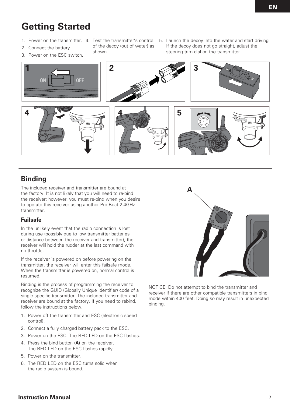 Getting started | Pro Boat PRB3650B User Manual | Page 7 / 18