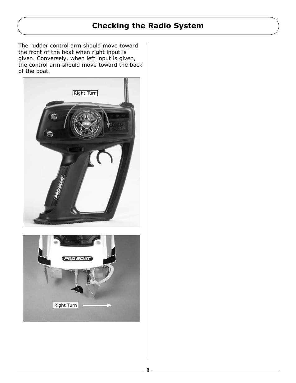 Checking the radio system | Pro Boat PRB3800 User Manual | Page 8 / 20