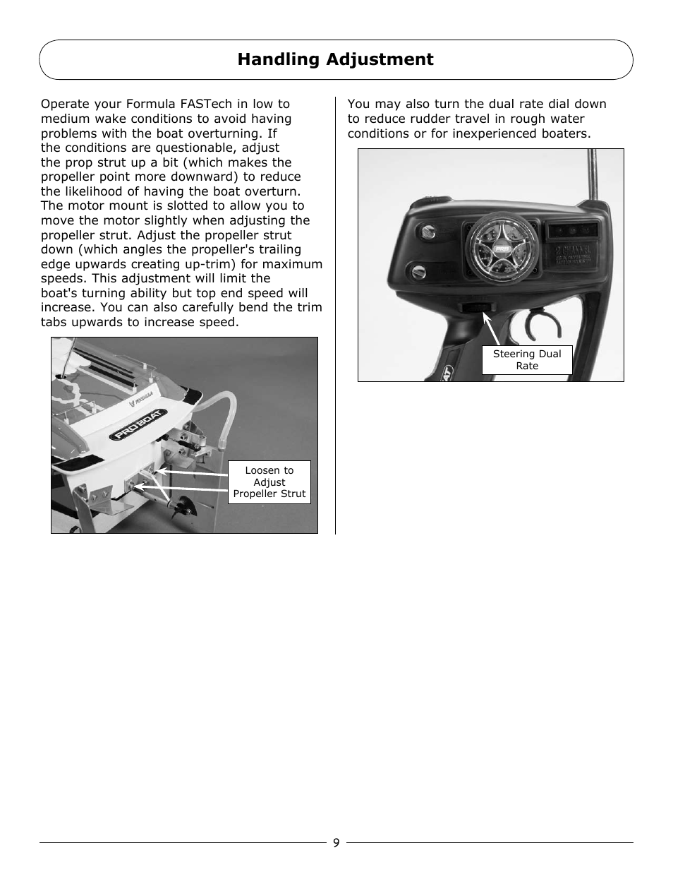 Handling adjustment | Pro Boat PRB3800 User Manual | Page 9 / 20