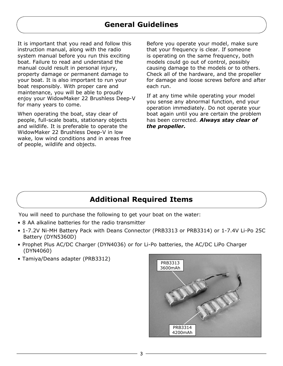 General guidelines, Additional required items, General guidelines additional required items | Pro Boat PRB3900 User Manual | Page 3 / 16