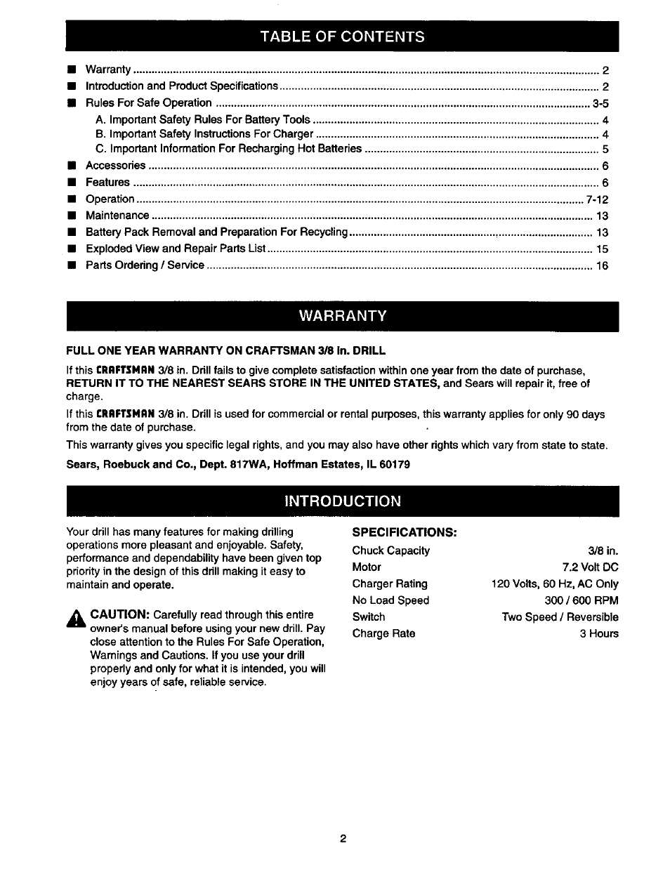 Craftsman 315.111920 User Manual | Page 2 / 16