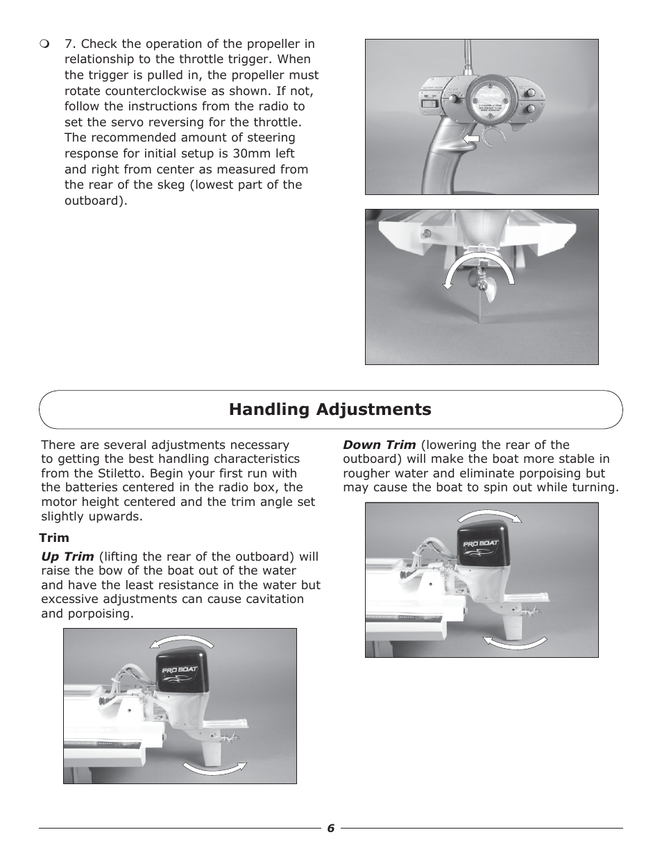 Handling adjustments | Pro Boat PRB4000BDC User Manual | Page 6 / 16