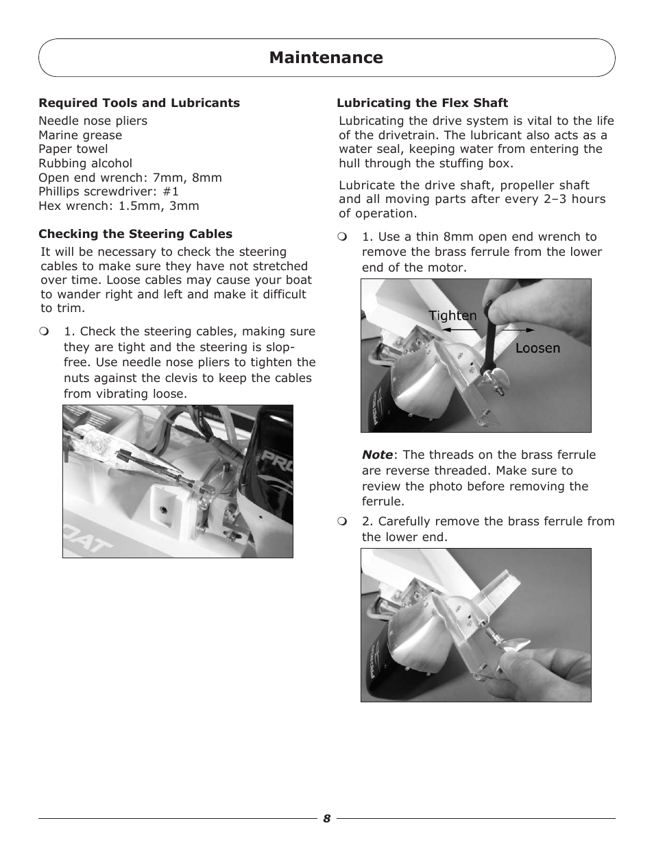 Maintenance | Pro Boat PRB4000BDC User Manual | Page 8 / 16