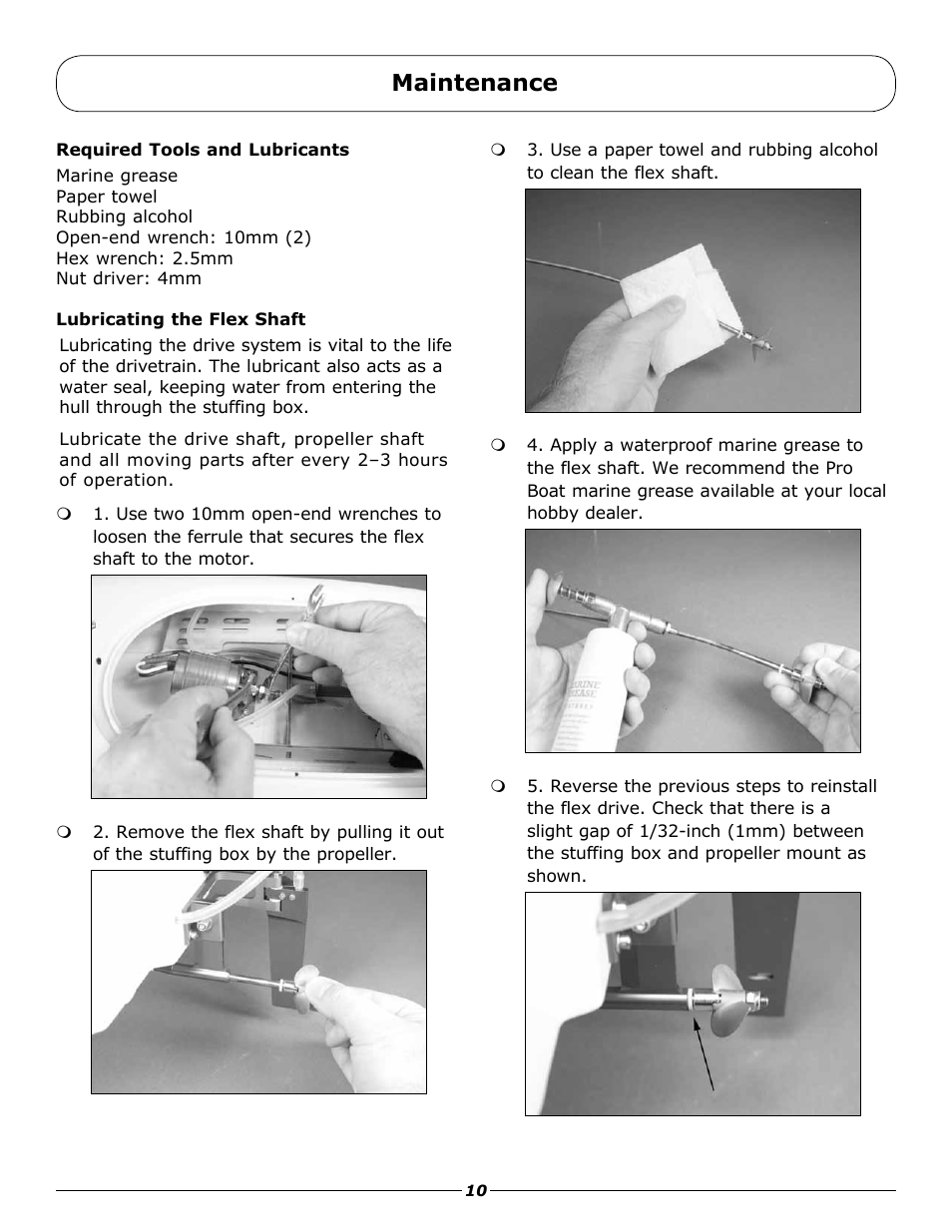 Maintenance | Pro Boat PRB4075 User Manual | Page 10 / 16