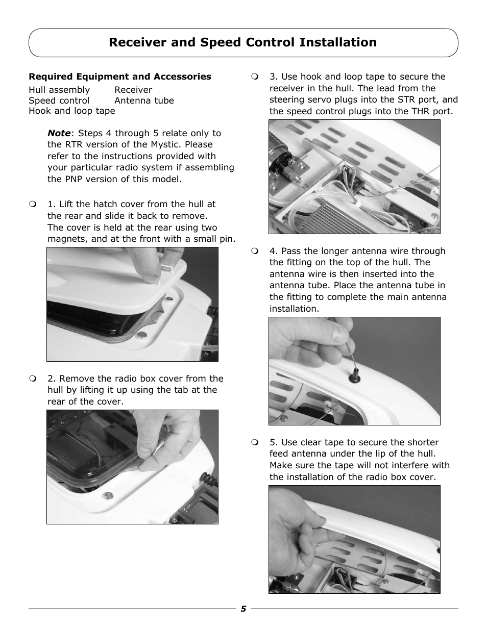 Receiver and speed control installation | Pro Boat PRB4075 User Manual | Page 5 / 16