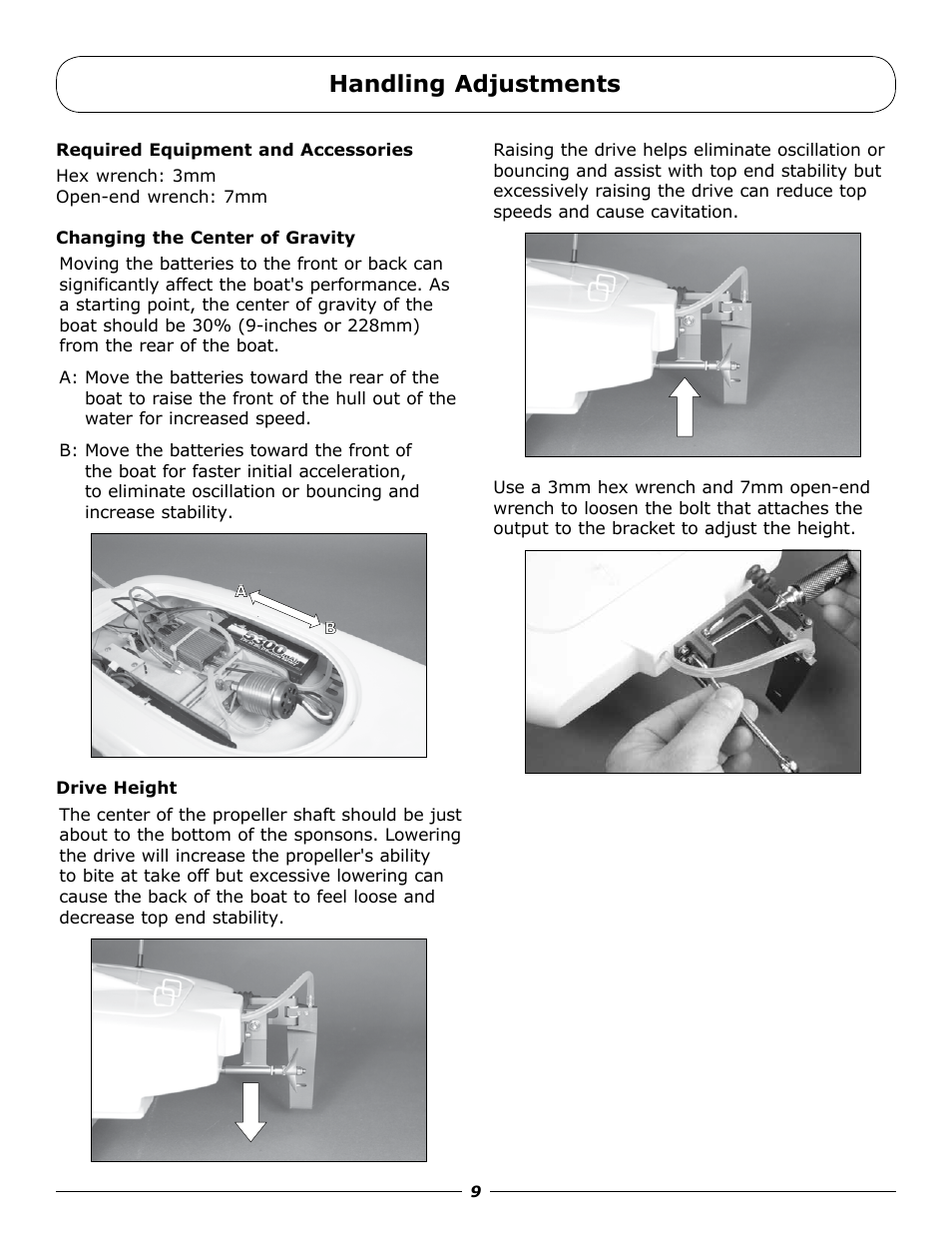 Handling adjustments | Pro Boat PRB4075 User Manual | Page 9 / 16