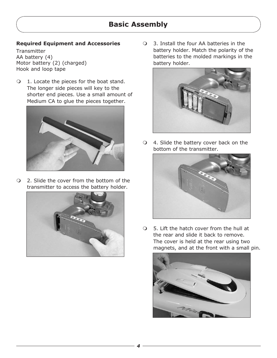 Basic assembly | Pro Boat PRB4100 User Manual | Page 4 / 16