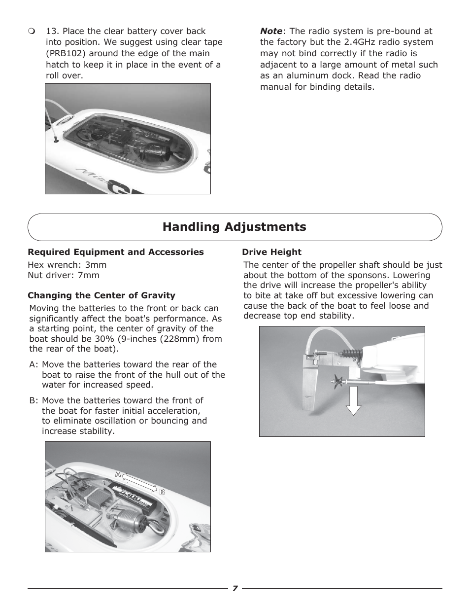 Handling adjustments | Pro Boat PRB4100 User Manual | Page 7 / 16