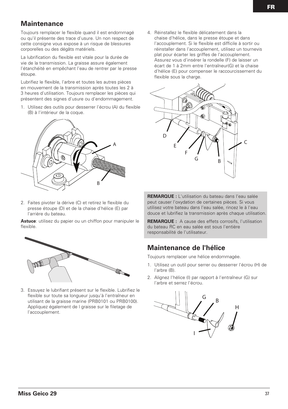 Maintenance, Maintenance de l'hélice | Pro Boat PRB4100B User Manual | Page 37 / 60