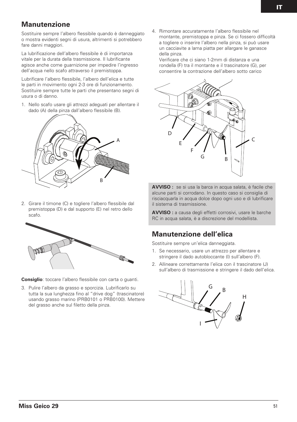 Manutenzione, Manutenzione dell’elica | Pro Boat PRB4100B User Manual | Page 51 / 60