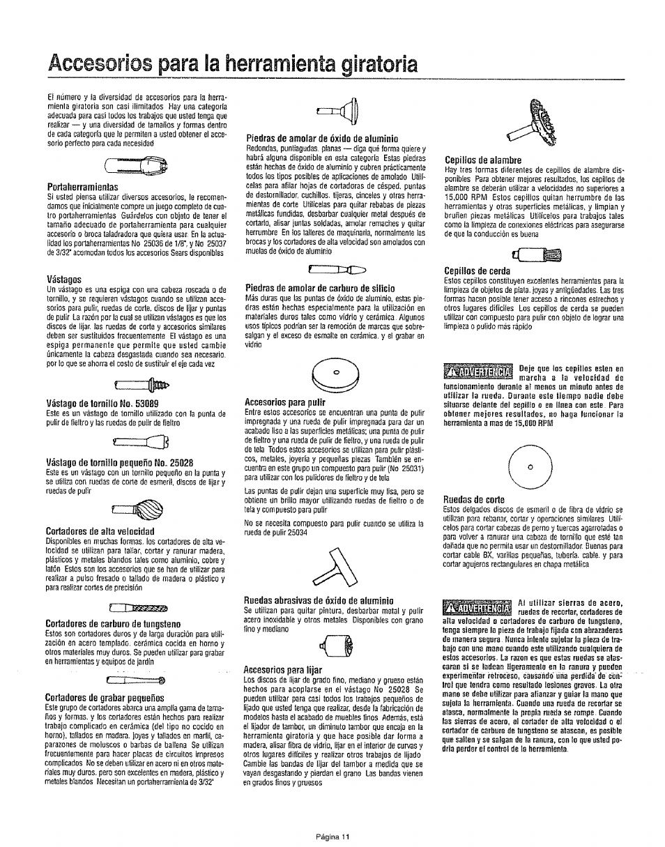 Accesorios para la herramienta giratoria, Czzi | Craftsman 572.610530 User Manual | Page 11 / 12