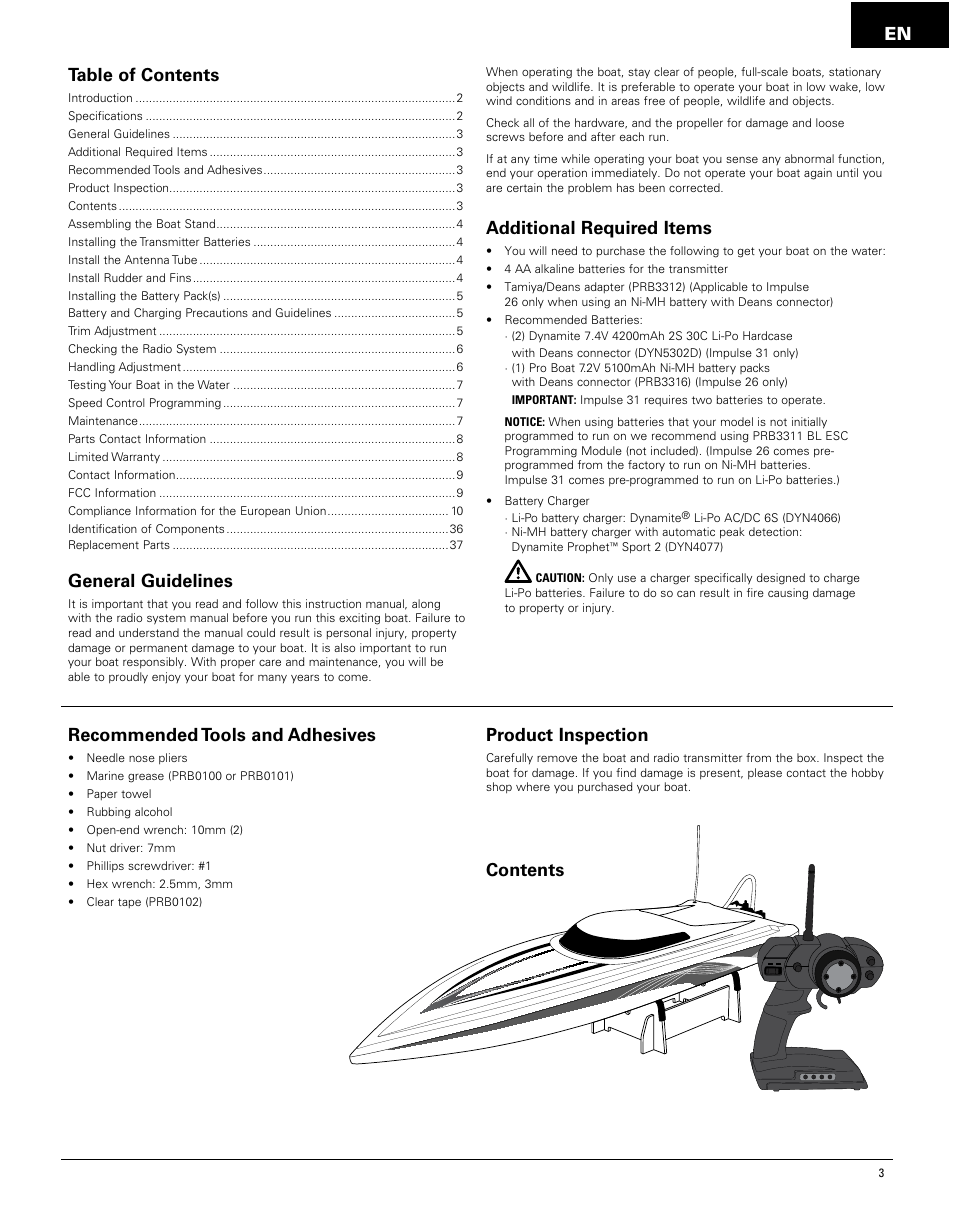 Pro Boat PRB4250 User Manual | Page 3 / 40