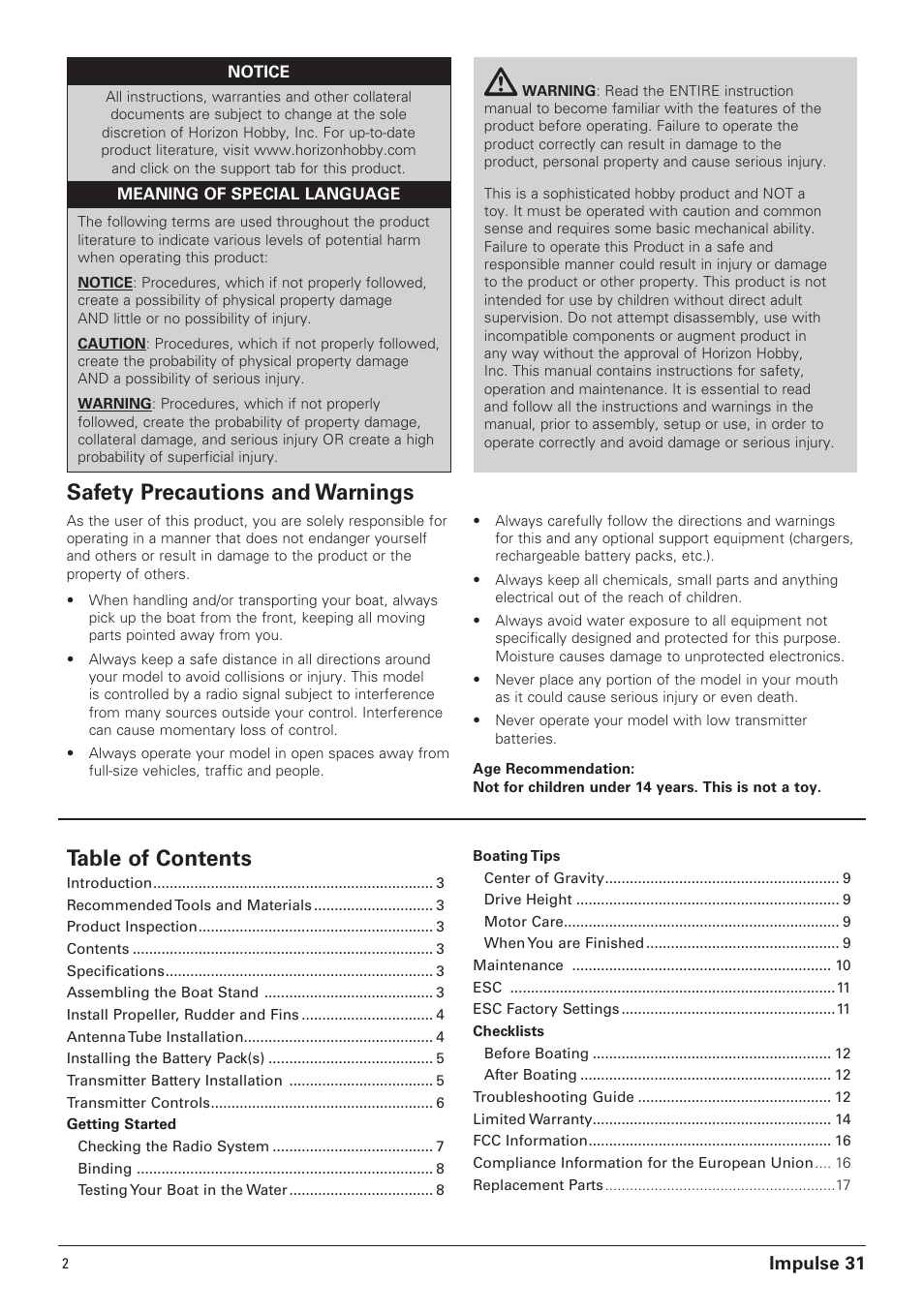 Pro Boat PRB4250B User Manual | Page 2 / 20