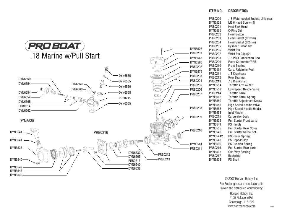 18 marine w/pull start | Pro Boat PRB0200 User Manual | Page 4 / 4