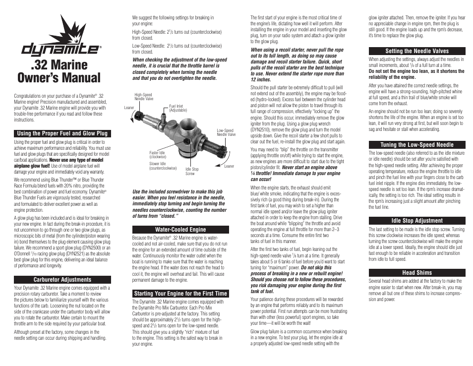 Pro Boat DYN.32 Marine User Manual | 2 pages