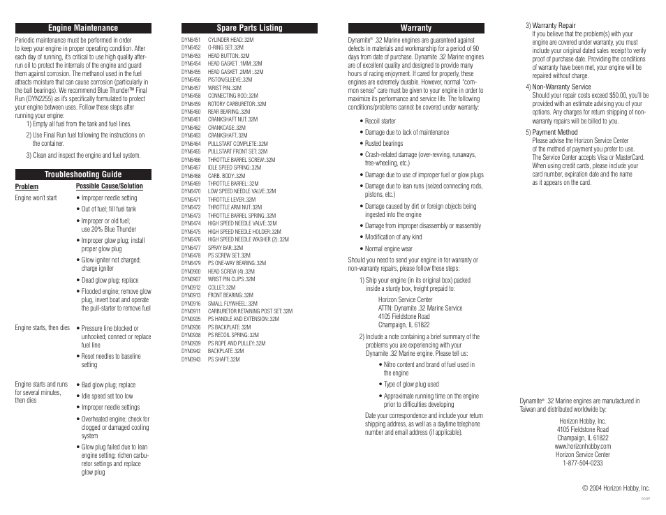 Pro Boat DYN.32 Marine User Manual | Page 2 / 2