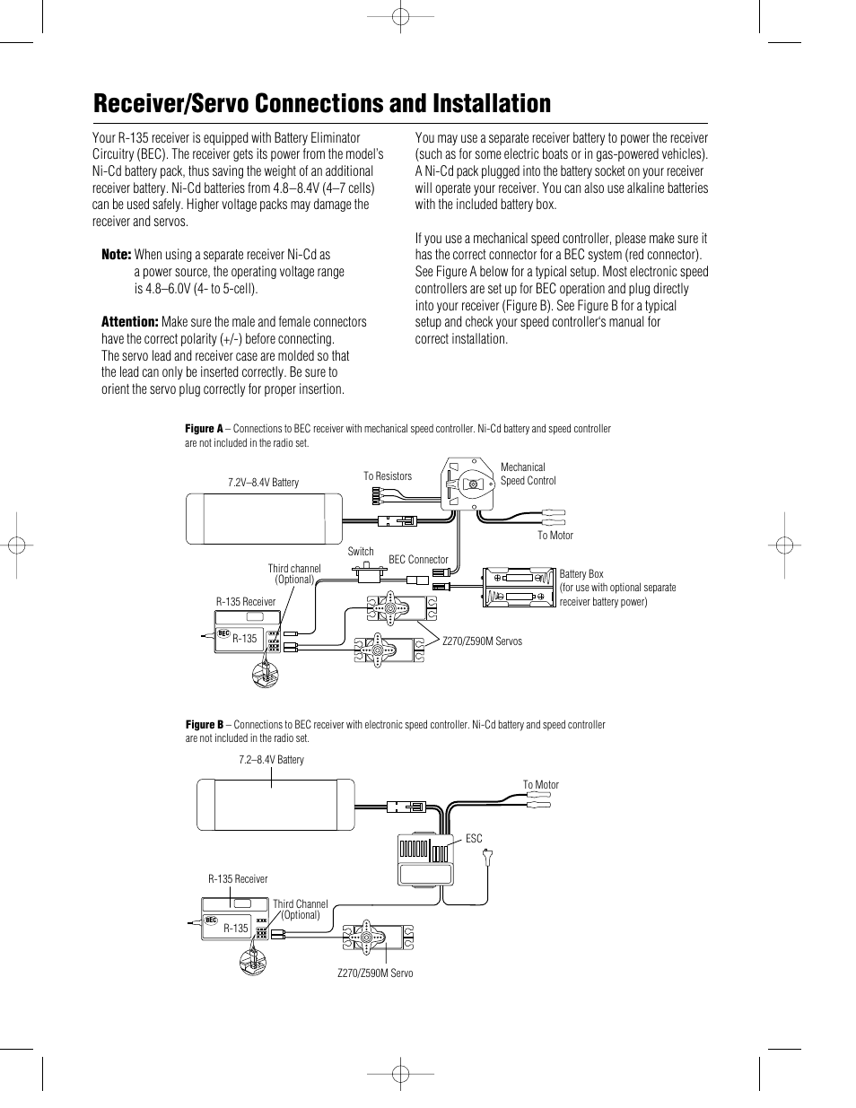 Receiver/servo connections and installation | Pro Boat JR XR3i User Manual | Page 10 / 40