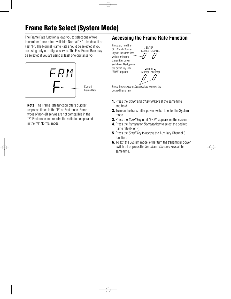 Frame rate select (system mode) | Pro Boat JR XR3i User Manual | Page 15 / 40