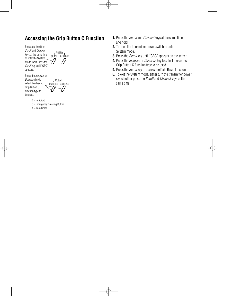 Accessing the grip button c function | Pro Boat JR XR3i User Manual | Page 18 / 40