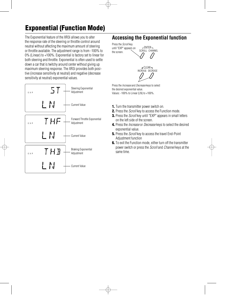 Exponential (function mode) | Pro Boat JR XR3i User Manual | Page 23 / 40