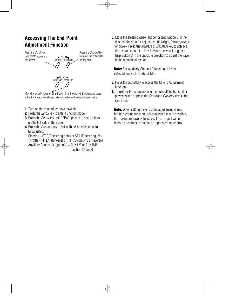 Accessing the end-point adjustment function | Pro Boat JR XR3i User Manual | Page 25 / 40