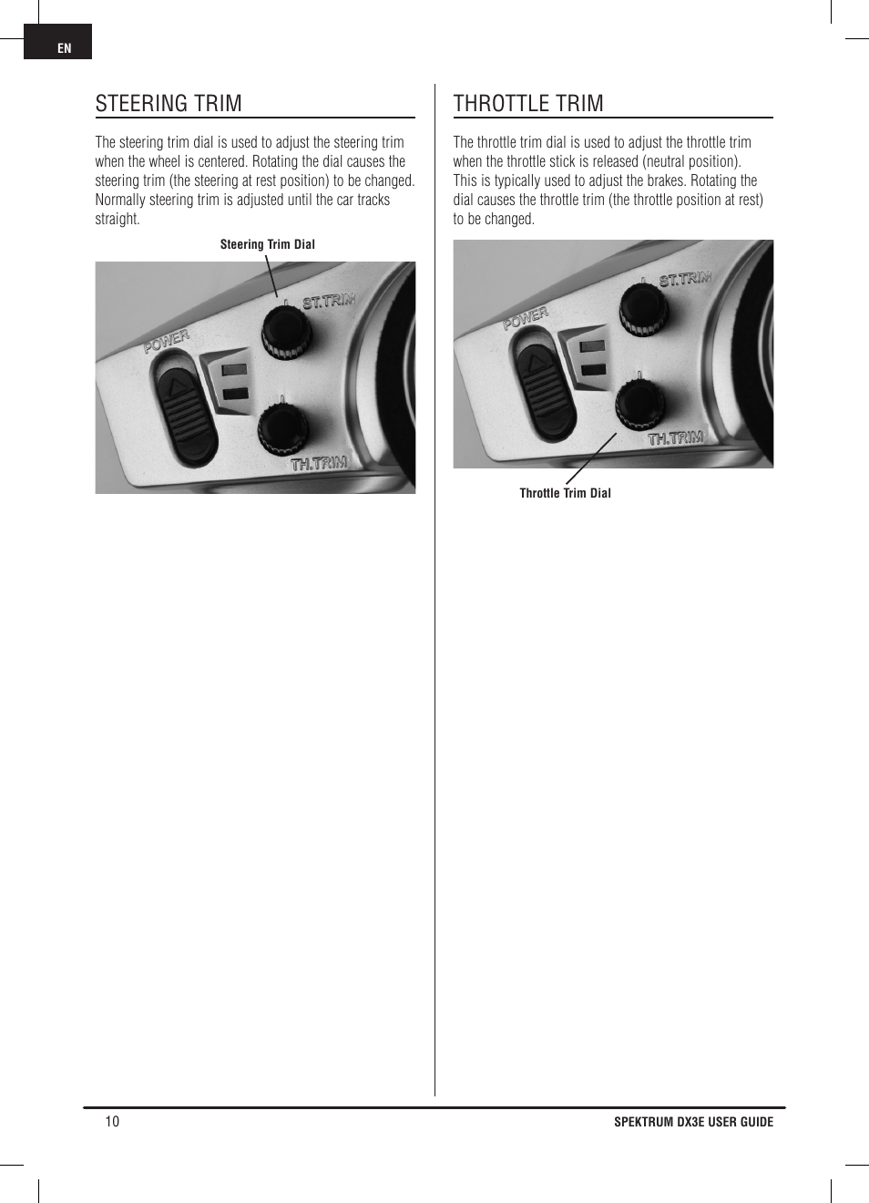 Steering trim, Throttle trim | Pro Boat DX3E User Manual | Page 10 / 68